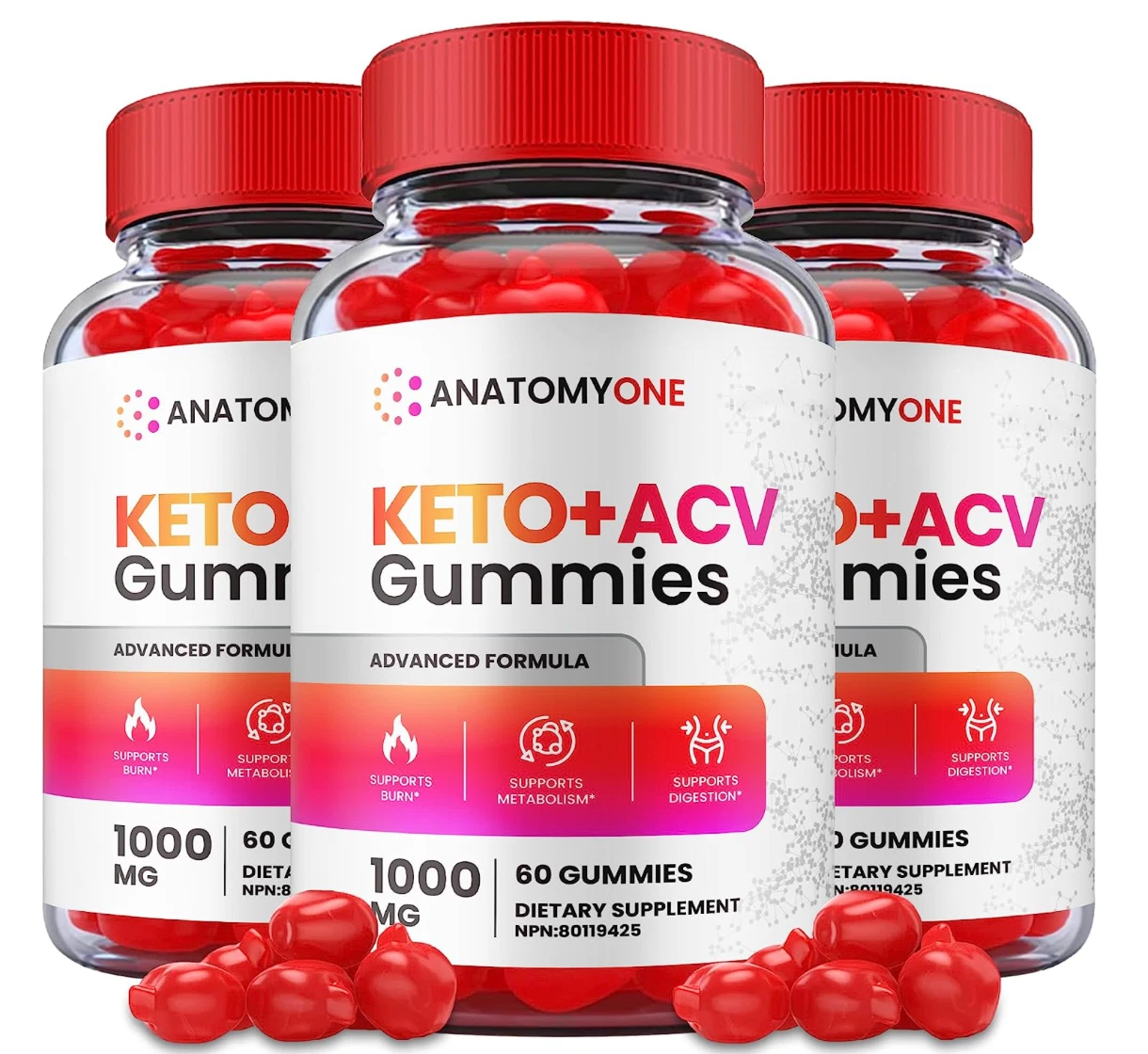 (3 PACK) Anatomy One ACV Gummies: Weight Loss Supplement