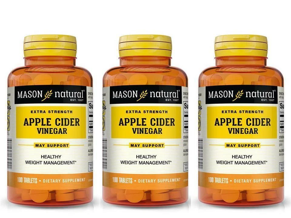 Mason Natural APPLE CIDER VINEGAR Weight Loss Fat Burner 3 x 100 = 300 Tablets