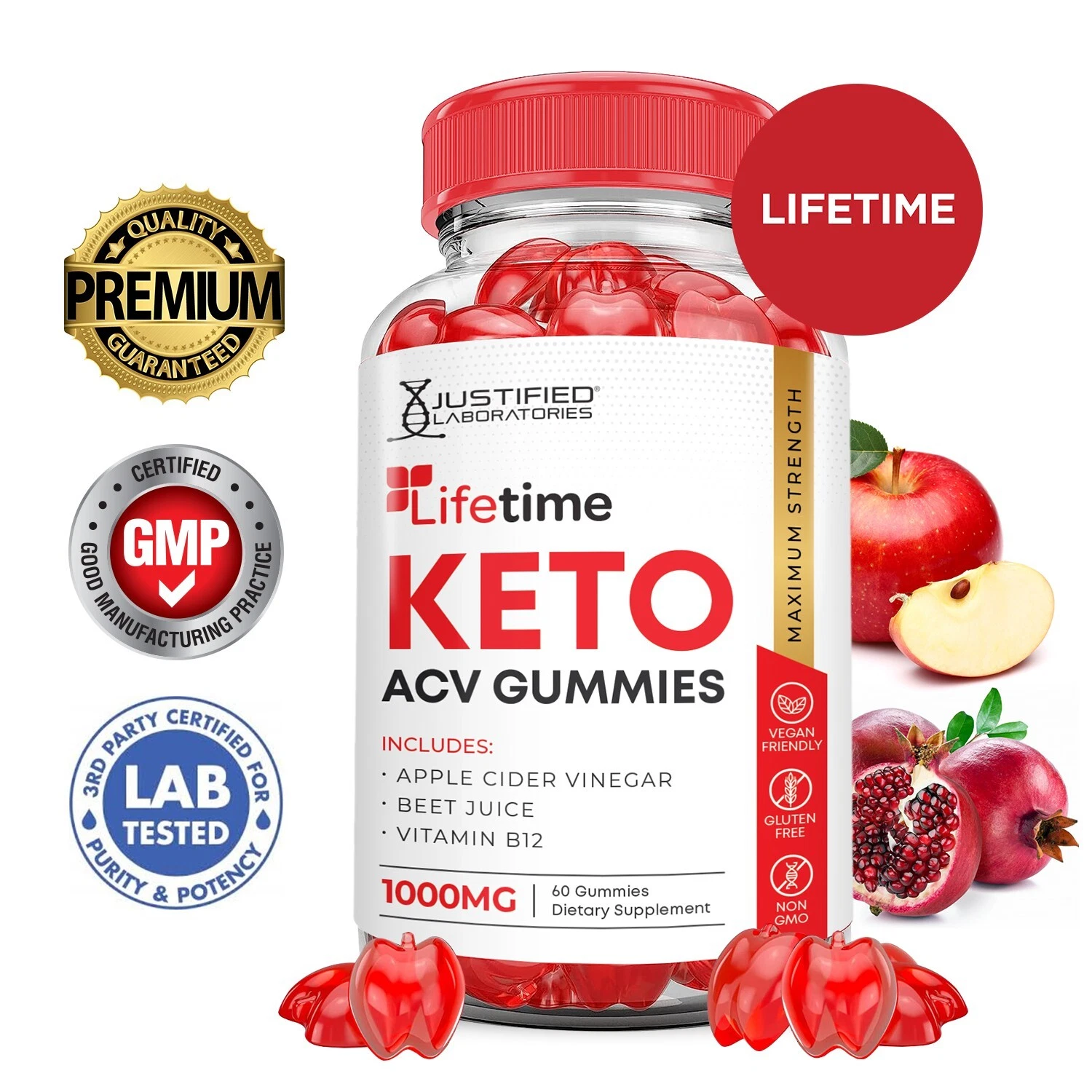 Lifetime Keto ACV Gummies 1000MG Apple Cider Vinegar 60 Gummys