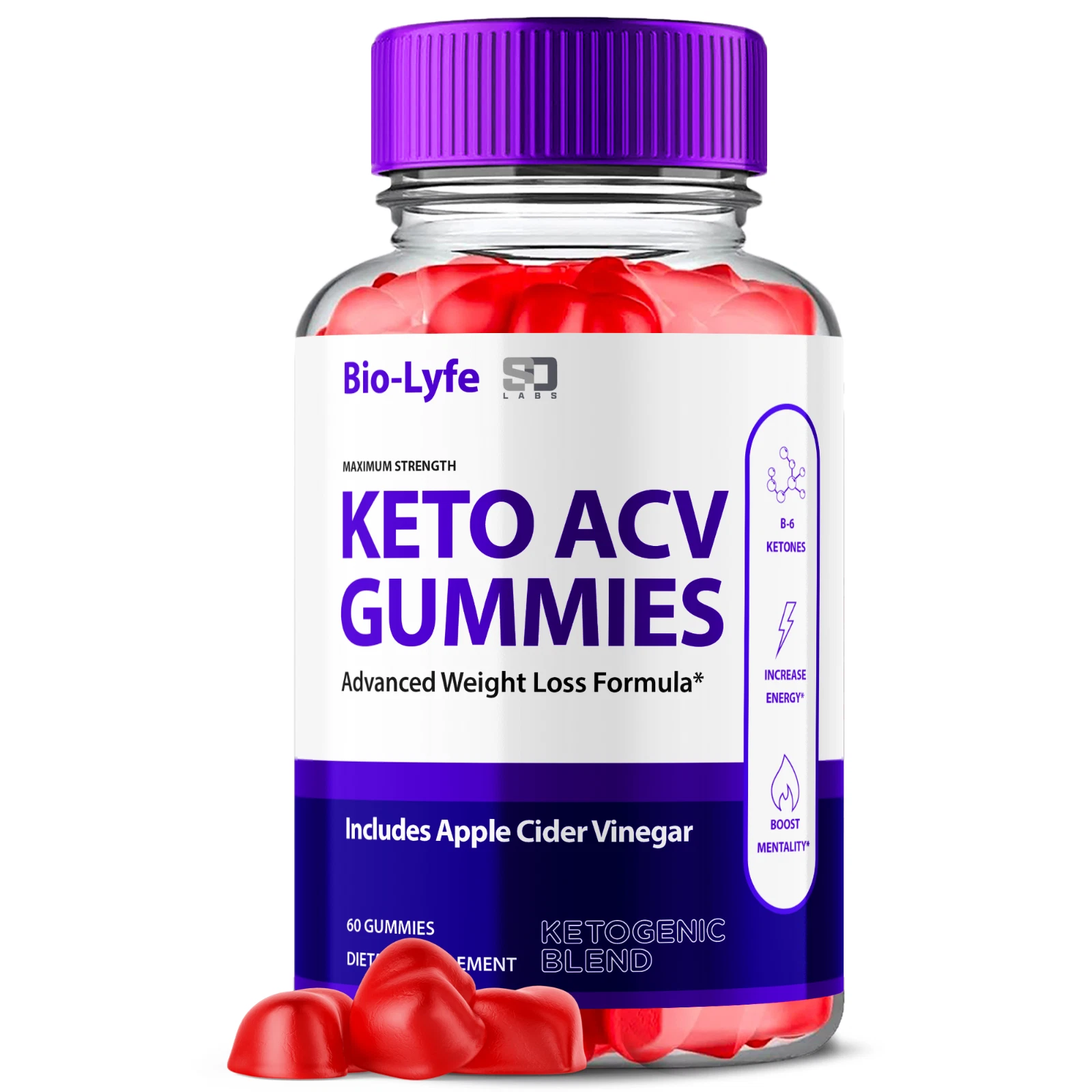 Bio Lyfe Biolyfe Keto ACV Gummies 1000MG Apple Cider Vinegar 60 Gummies 1 Pack