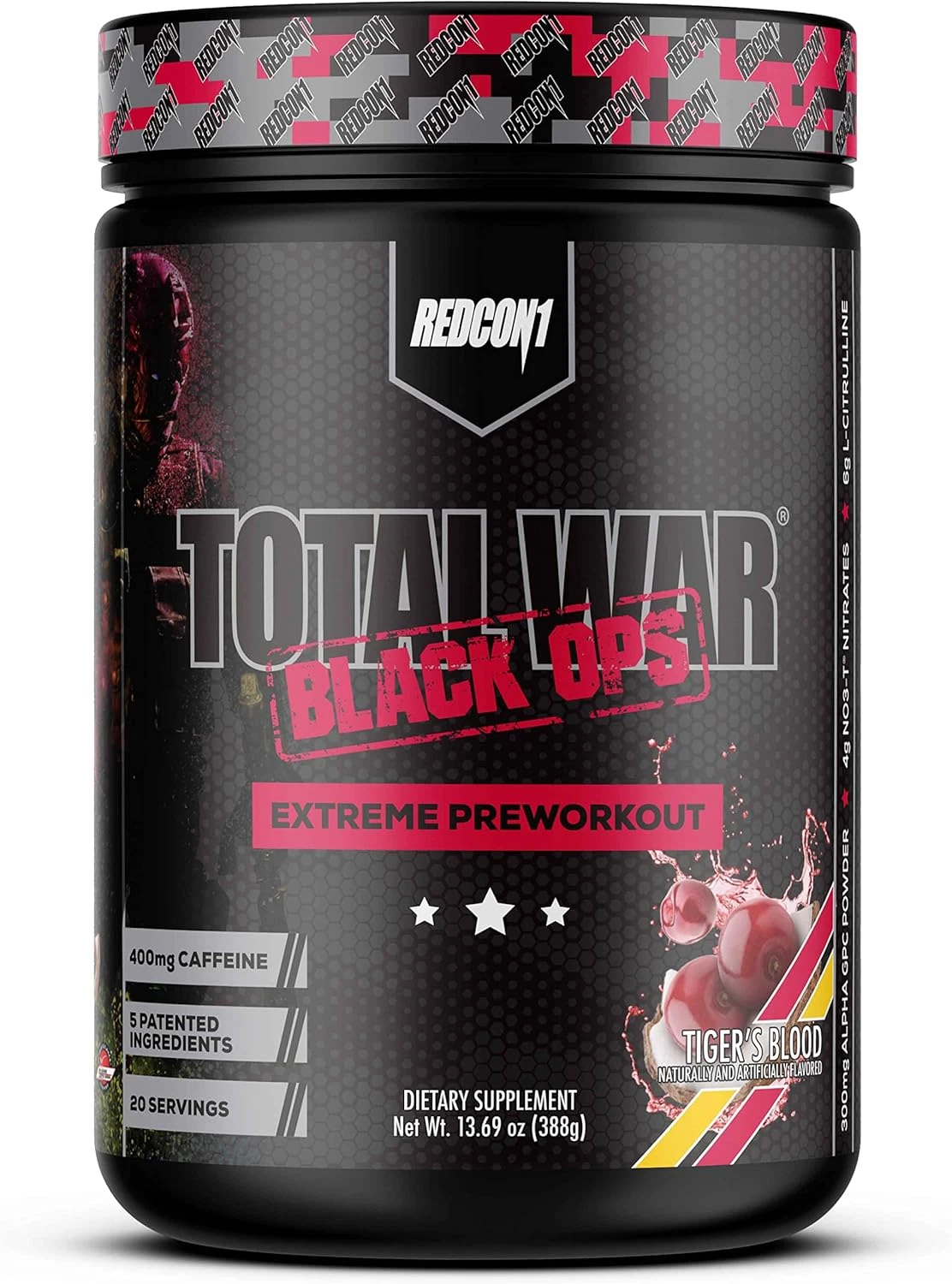 REDCON1 Total War Black Ops Preworkout 388g Tigers Blood Extreme Energy