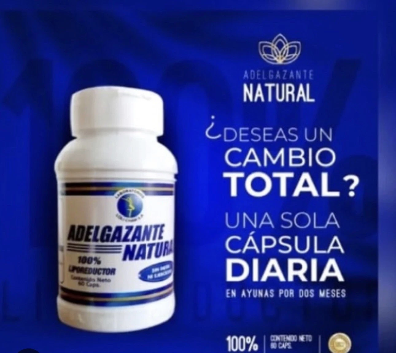 Adelgazante Natural LipoReductor Fat Burner Weigh Loss Supplement 60 Capsules