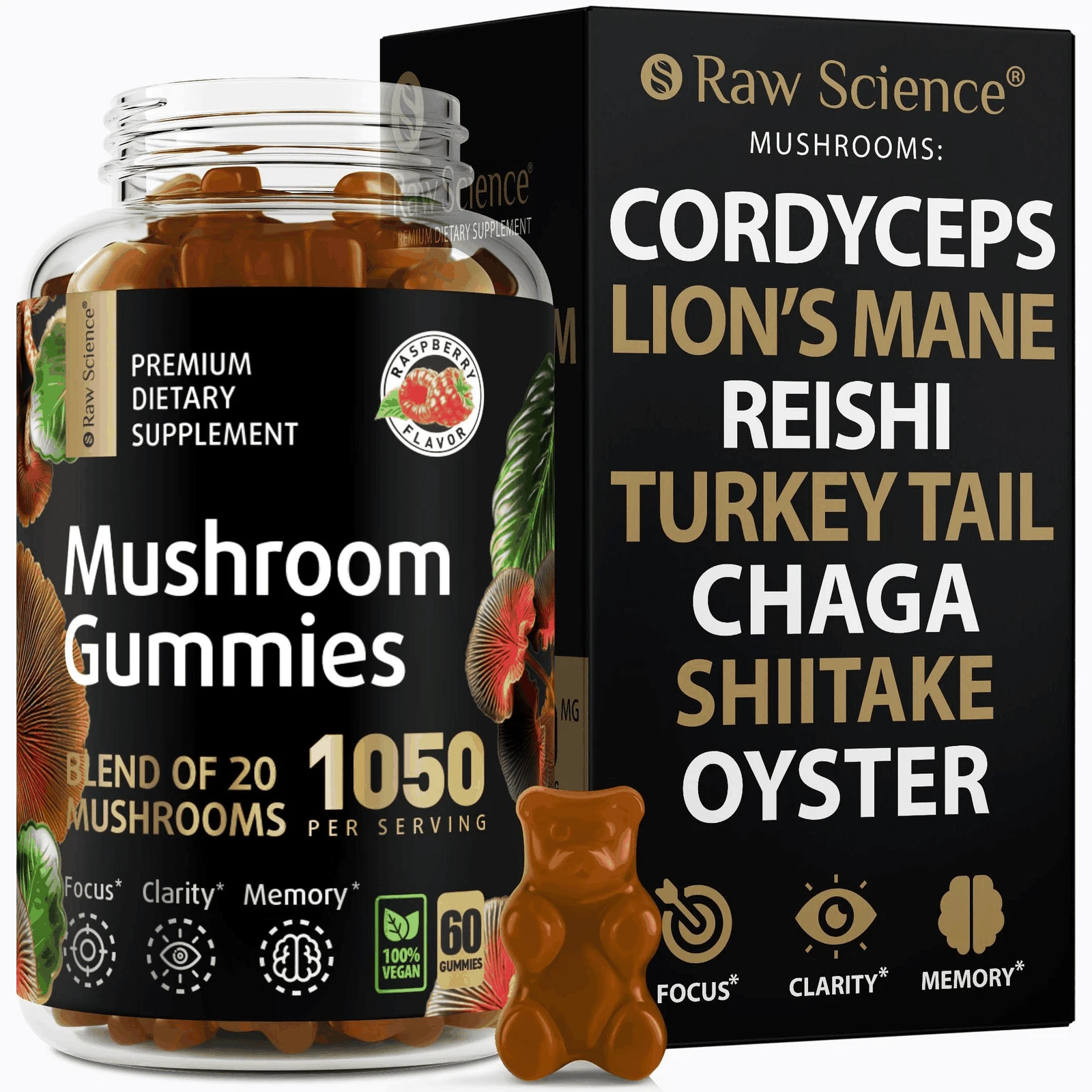 Mushrooms Complex Gummies with Lions Mane Nootropic Brain Supplements for