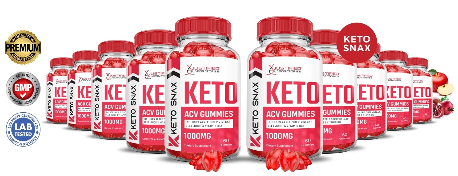 Keto Snax ACV Gummies 1000MG Apple Cider Vinegar 600 Gummys