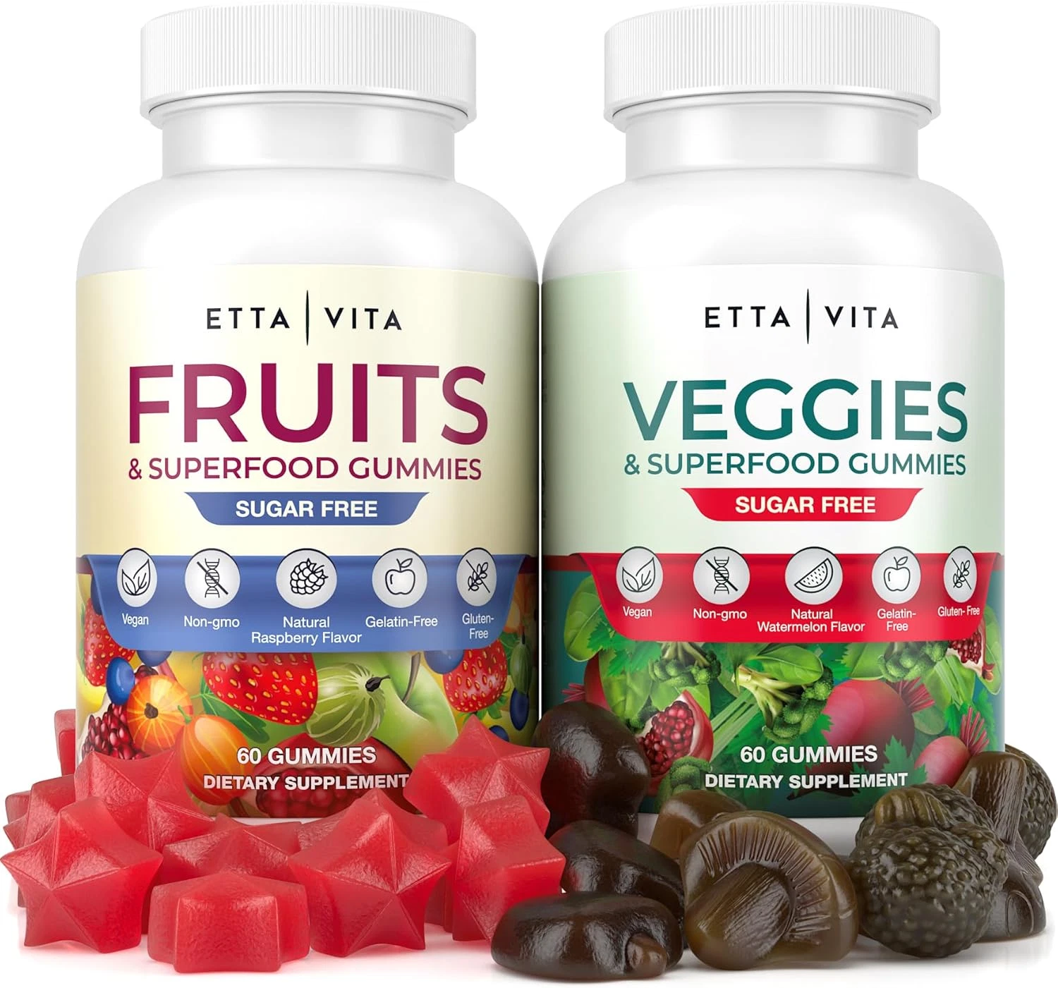 Everyday Debloat & Detox Sugar-Free Fruits and Veggies Gummies - Energy Support