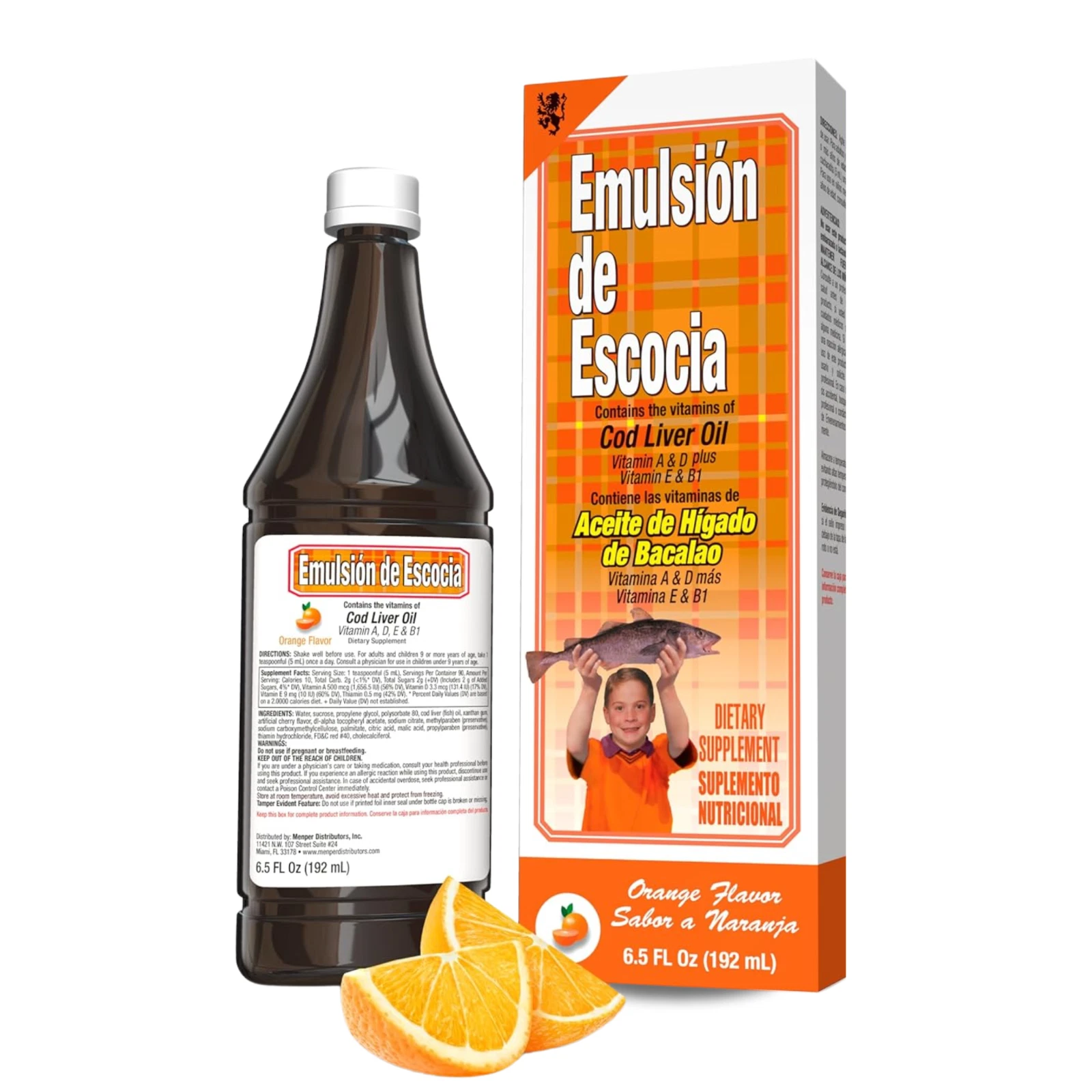 Emulsion De Escocia Cod Liver Oil & Vit A, D & E - Orange Flavor 6.5 fl oz