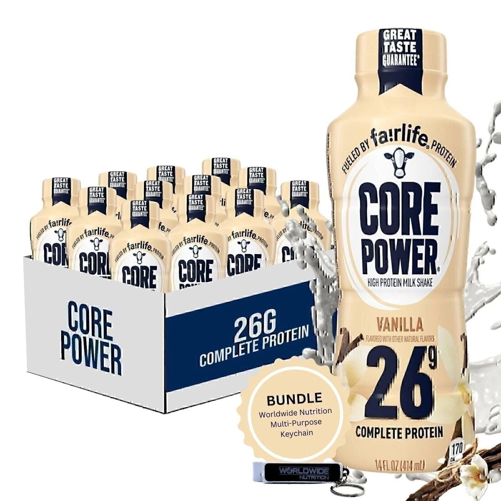Fairlife Core Power 26g Complete Protein Vanilla Milk Shake Drink -14oz (12Pack)