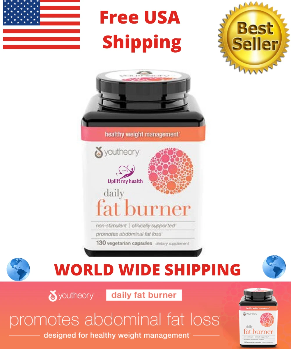 Youtheory Daily Fat Burner, 130 Vegetarian Capsules Promotes Abdominal Fat Loss