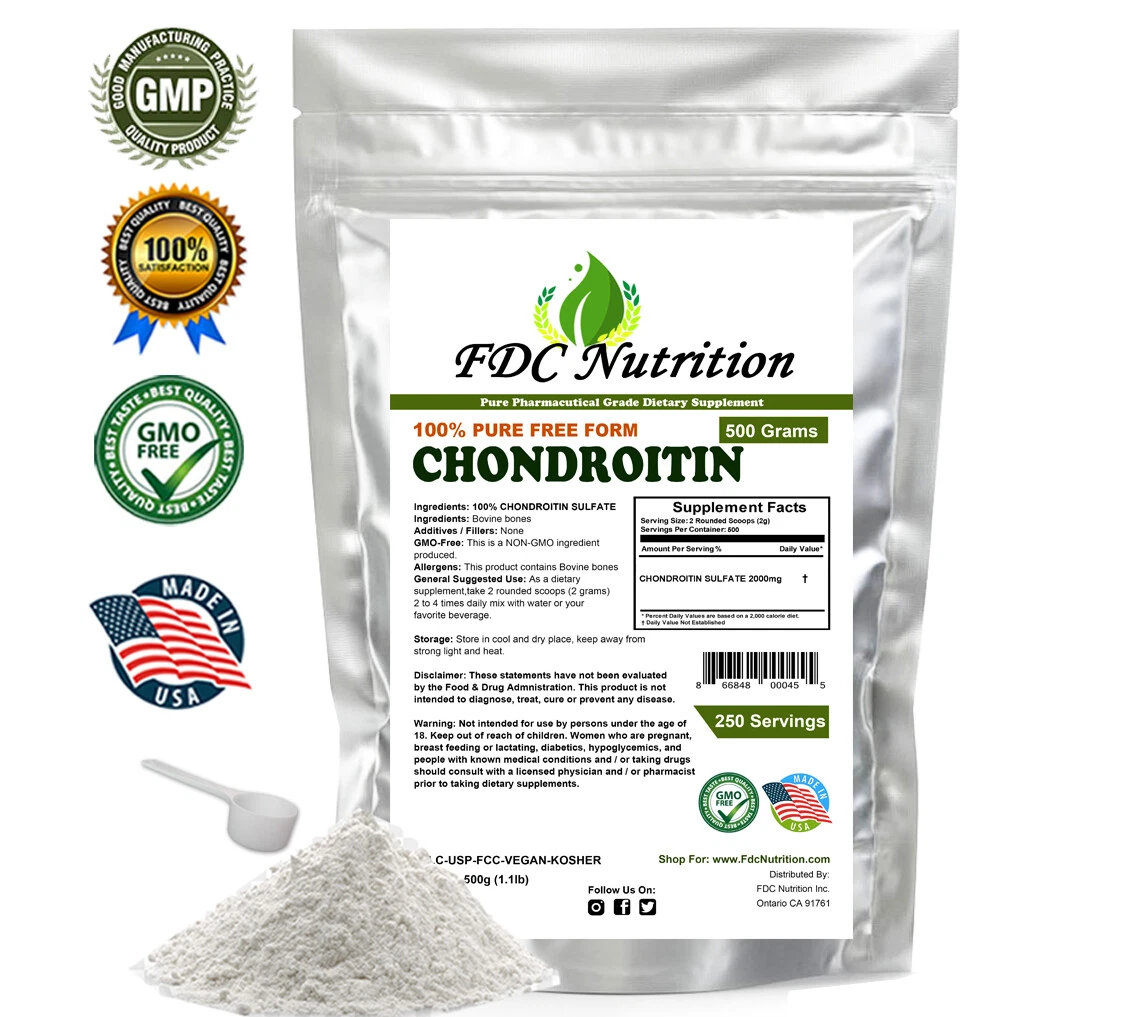 CHONDROITIN 100% PURE POWDER FREE FORM KOSHER PHARMACEUTICAL GRADE SHIP FROM USA