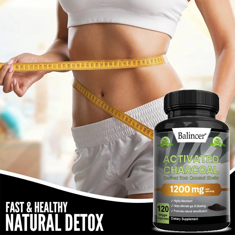 Activated Charcoal Capsules - Promotes Detoxification, Relief Gas And Bloating