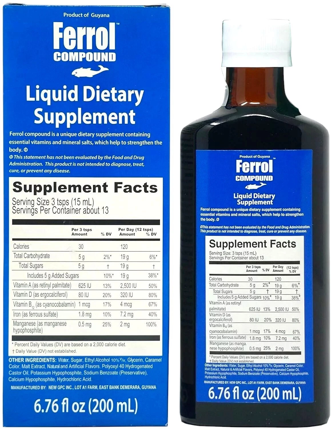 Ferrol 토닉 200ml – 에너지 및 면역용 아이언, 비타민 & 대구 간 오일