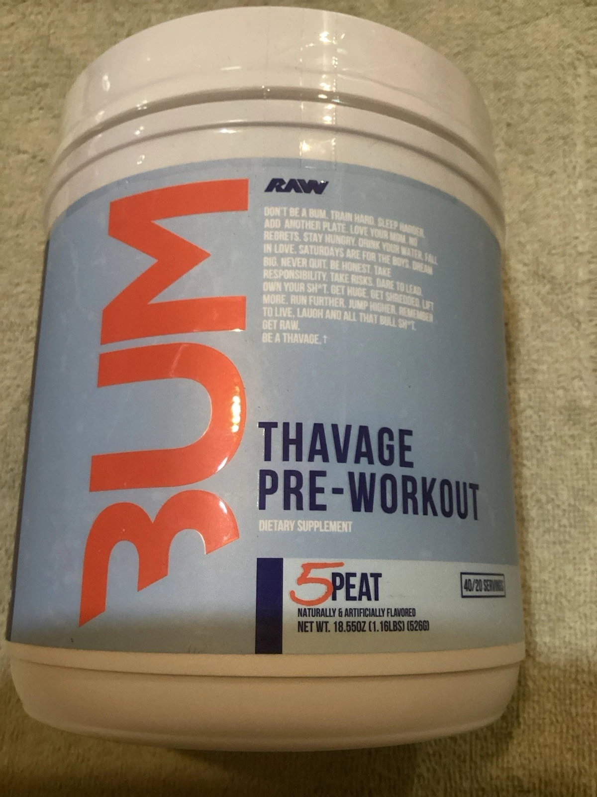 RAW x BUM Thavage Pre-Workout - 18.55oz 5PEAT Chris Bumstead 04/2026