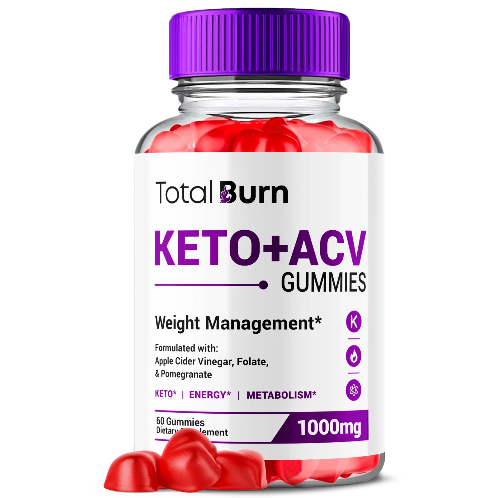 Total Burn Keto ACV Gummy Advanced 1000MG Formula Fitness Supplement 60 Gummies