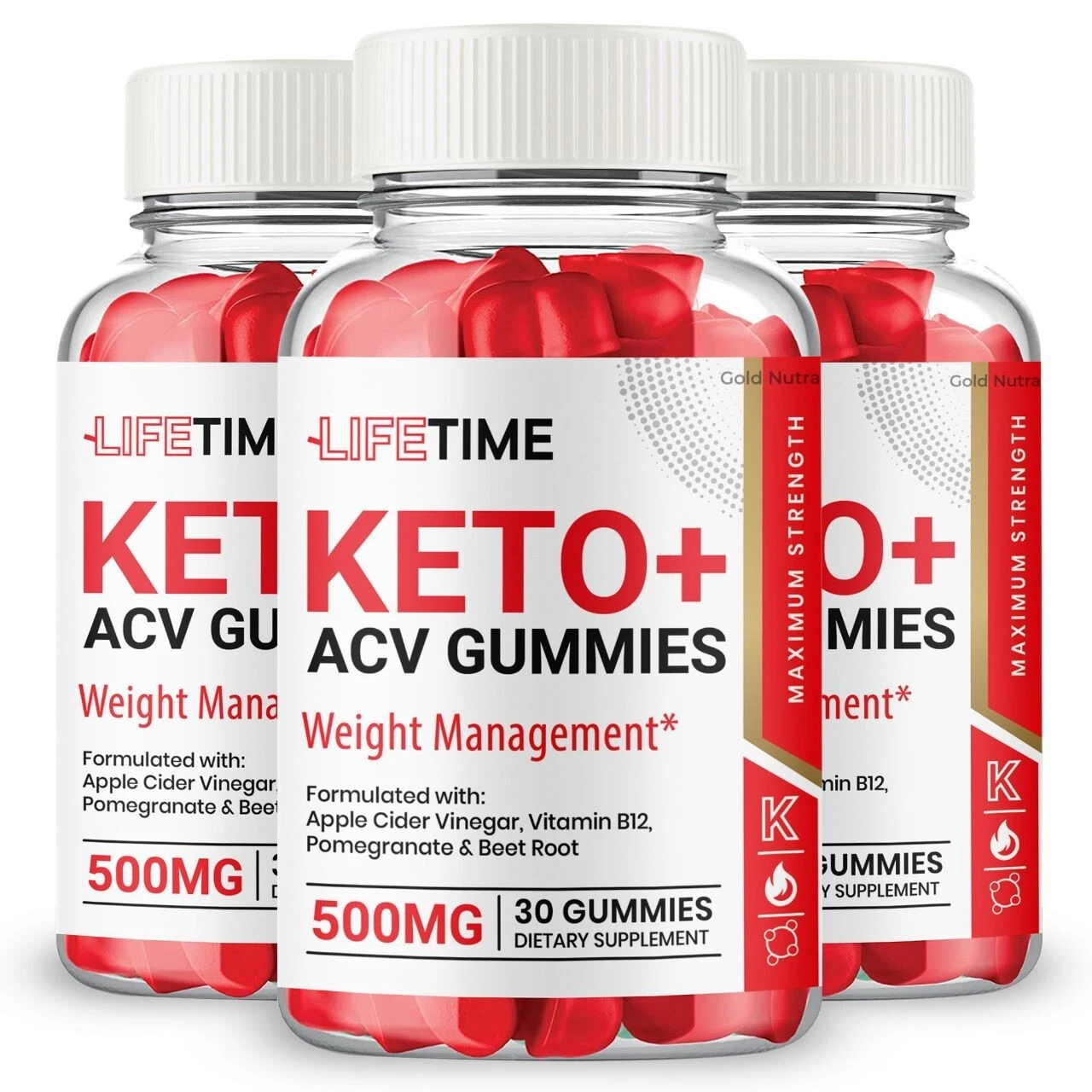 LifeTime Keto ACV Gummies, Original Powerful Formula, Maximum Strength (3 Pack)