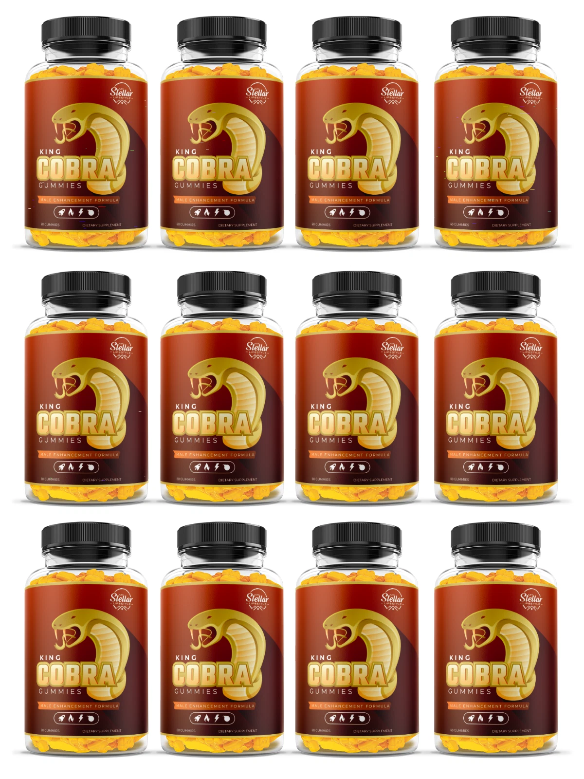 12 Pack King Cobra Gummies for Men-60 Gummies x12