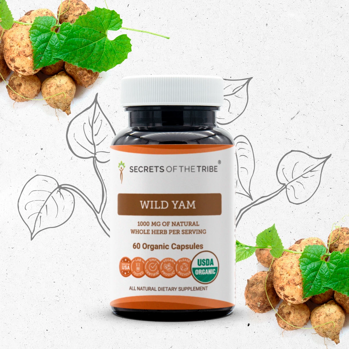 Secrets Of The Tribe Wild Yam Capsules, 500 mg