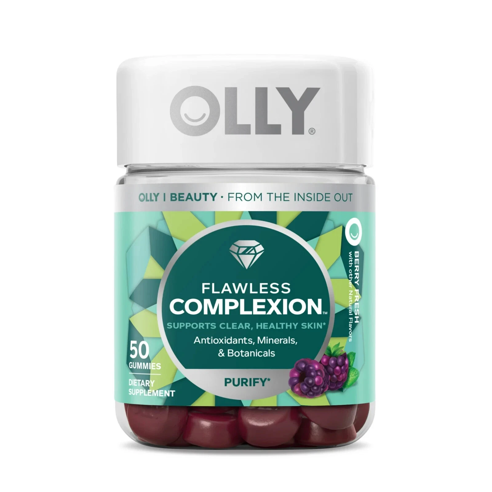 OLLY Flawless Complexion Gummy, Skin Support Supplement, Vitamins E, A, Zinc, 50