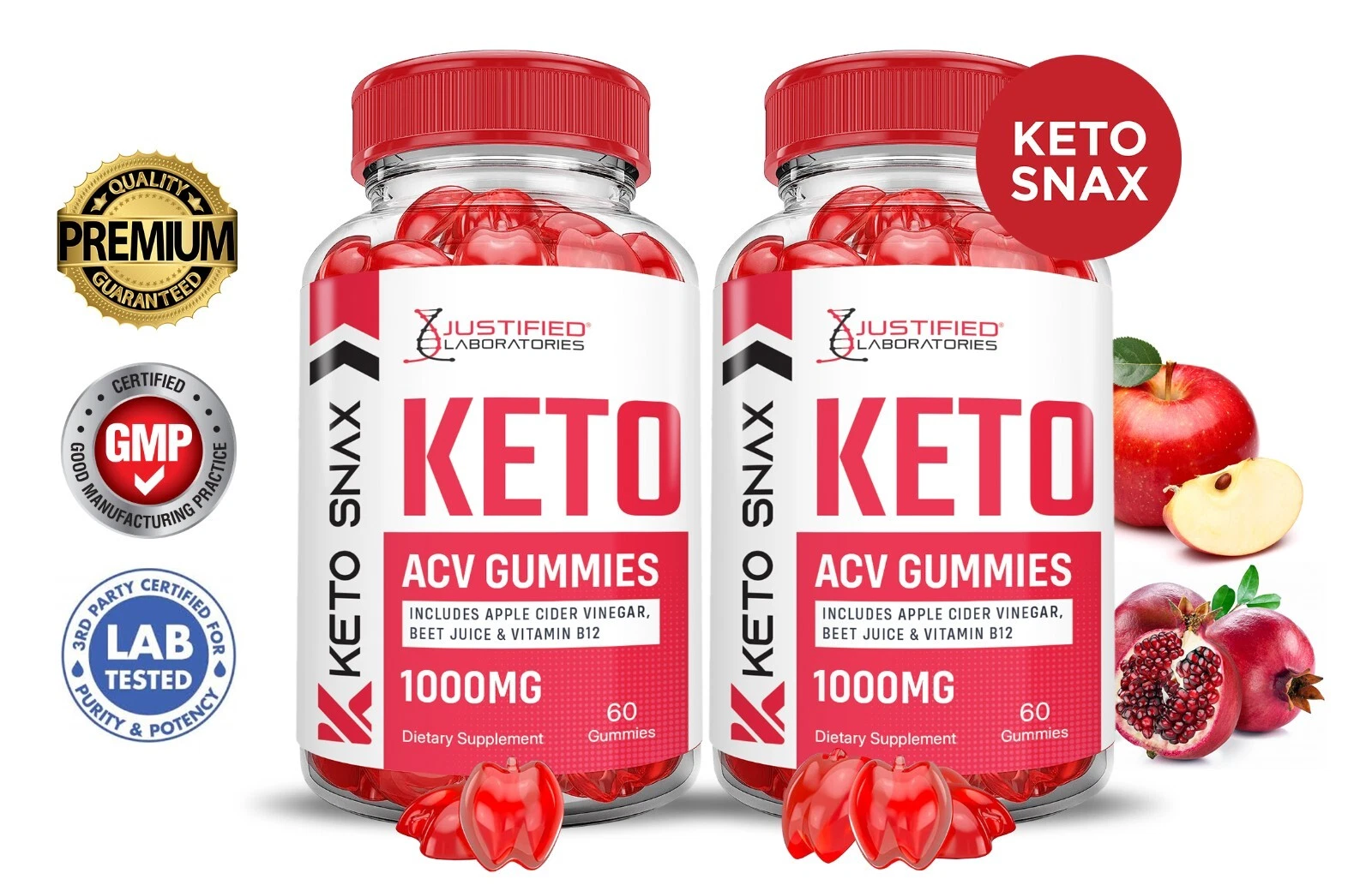 Gomitas Keto Snax ACV 1000 MG vinagre de sidra de manzana 120 gomitas
