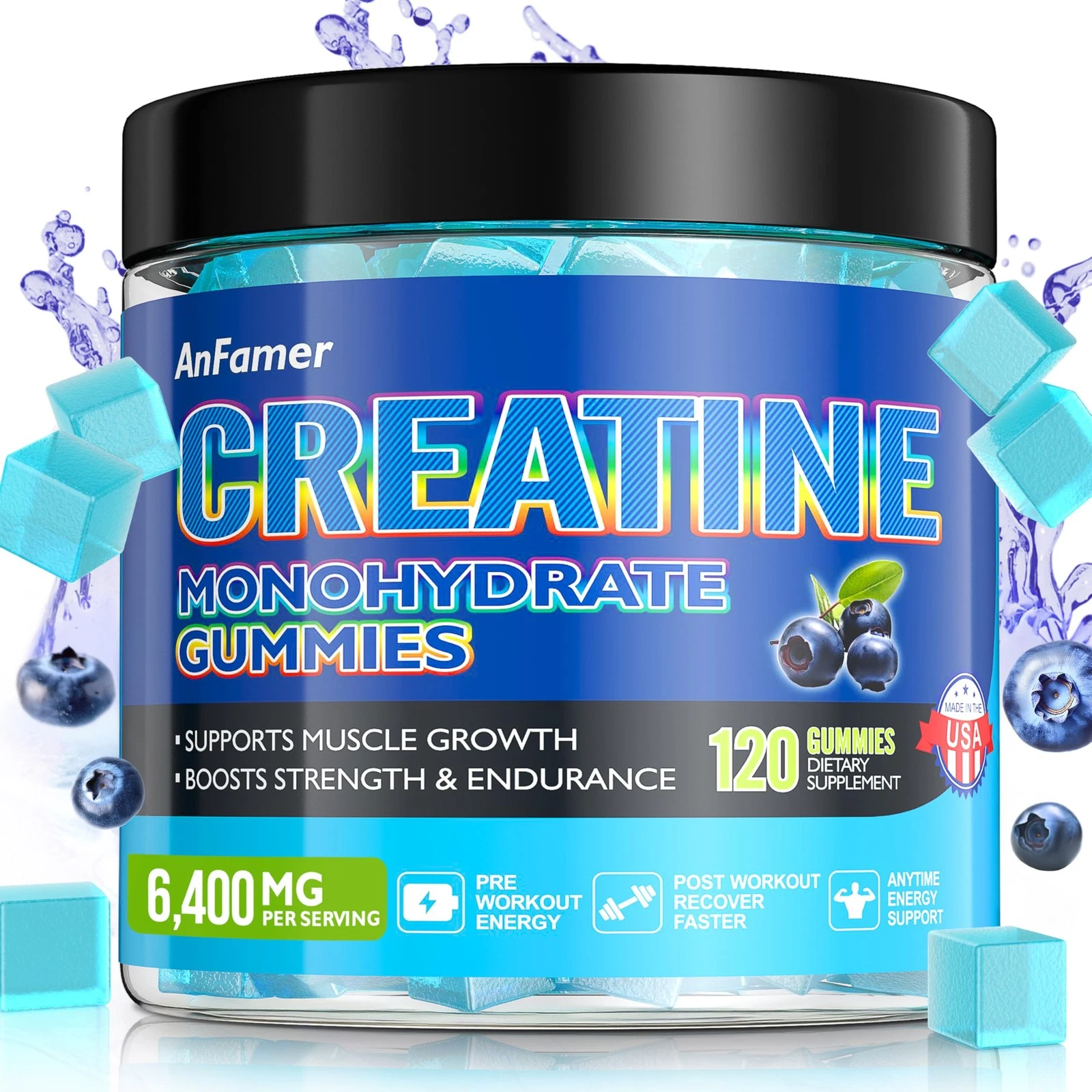 Creatine Monohydrate Gummies for Men & Women, Increase Strength and Build Mus...