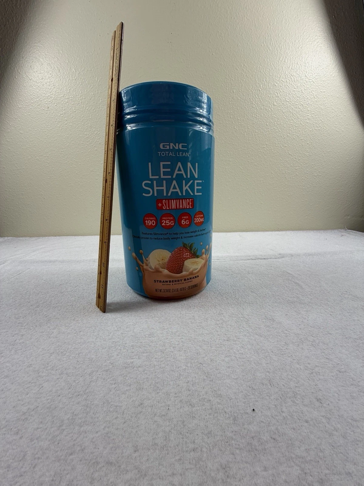 GNC Total Lean Shake Slimvance Strawberry Banana 2.4 Lbs 20 Servings Opened 4