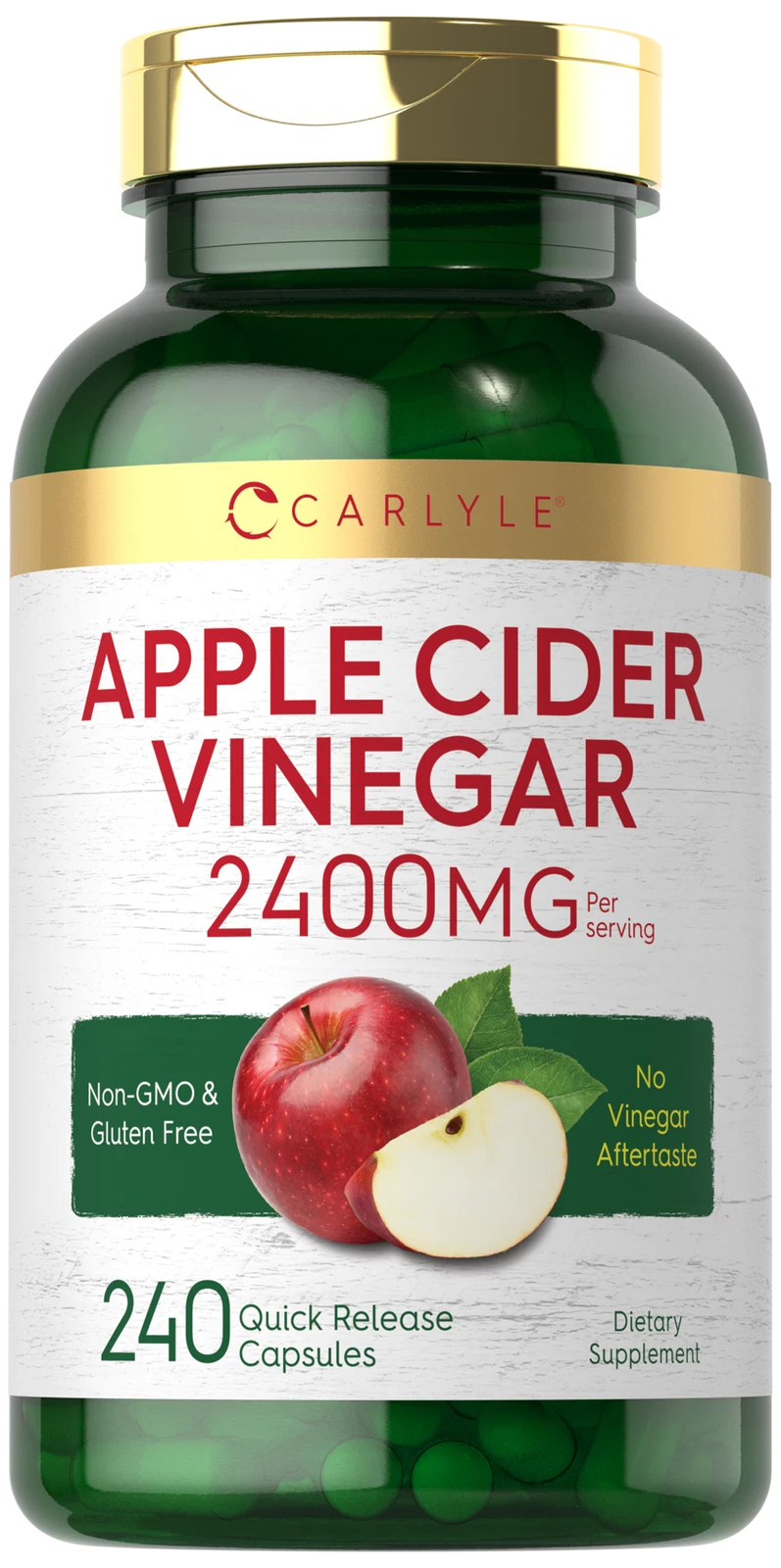 Apple Cider Vinegar Capsules 2400mg | 240 Count | Non-GMO | by Carlyle