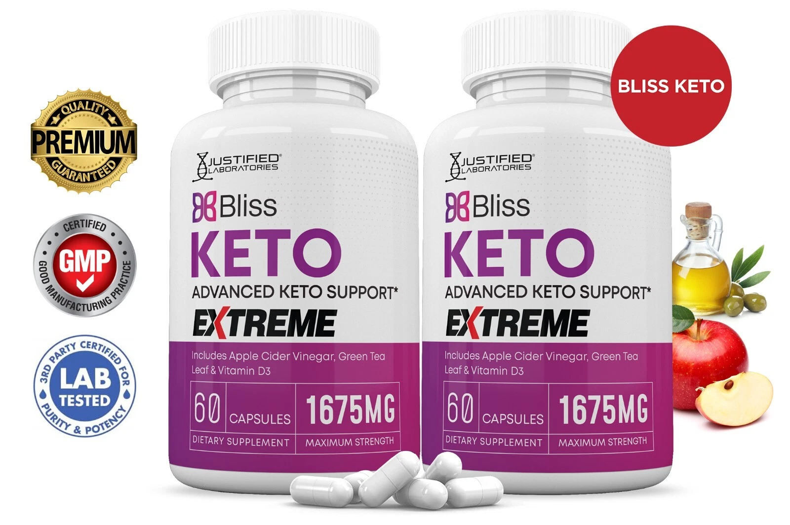 Bliss Keto ACV Extreme Pills 1675 MG Stronger Than Gummies Keto Support 2 Pack