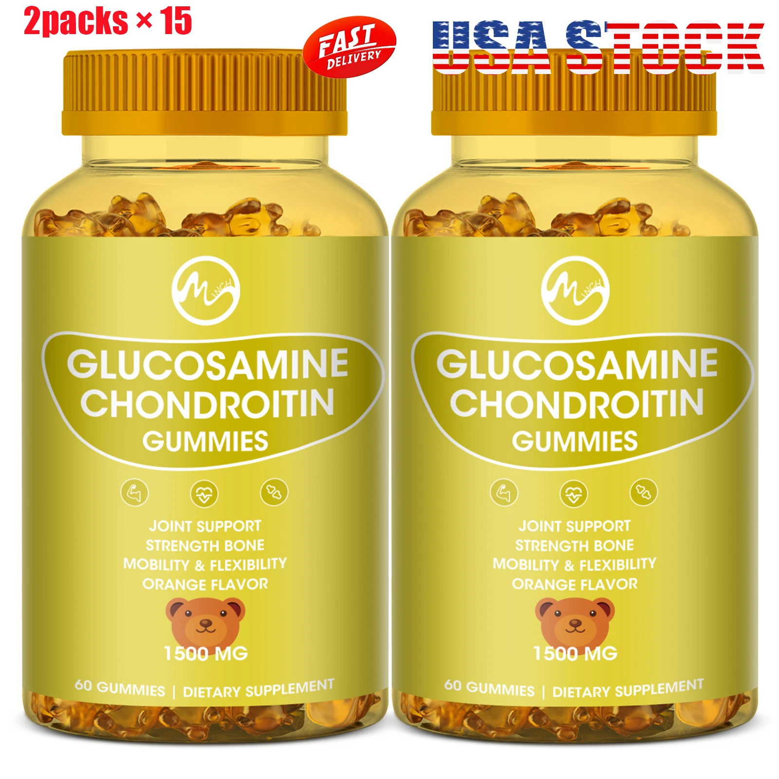 30 Bottles Glucosamine Chondroitin Gummies , Joint Support Supplement with MSM