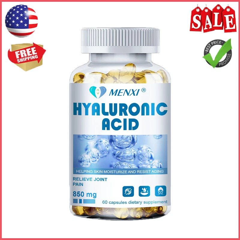 Hyaluronic Acid 850mg Capsules - Skin Hydration & Joint Lubrication Formula 60PC