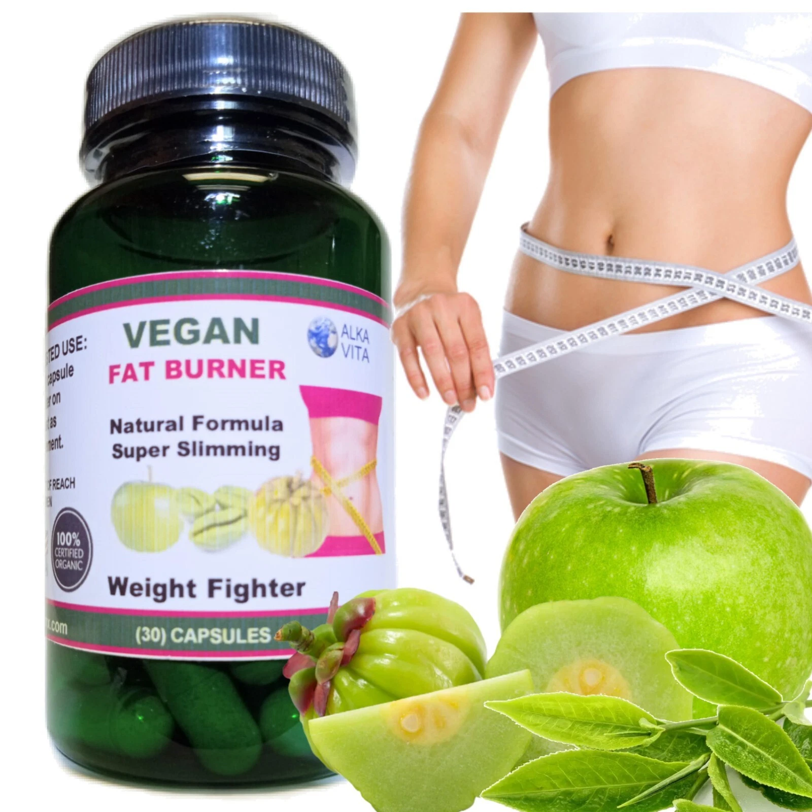 Fat Burner Vegan Weight Super Fighter Natural Supplement 30 Capsules by ALKAVITA