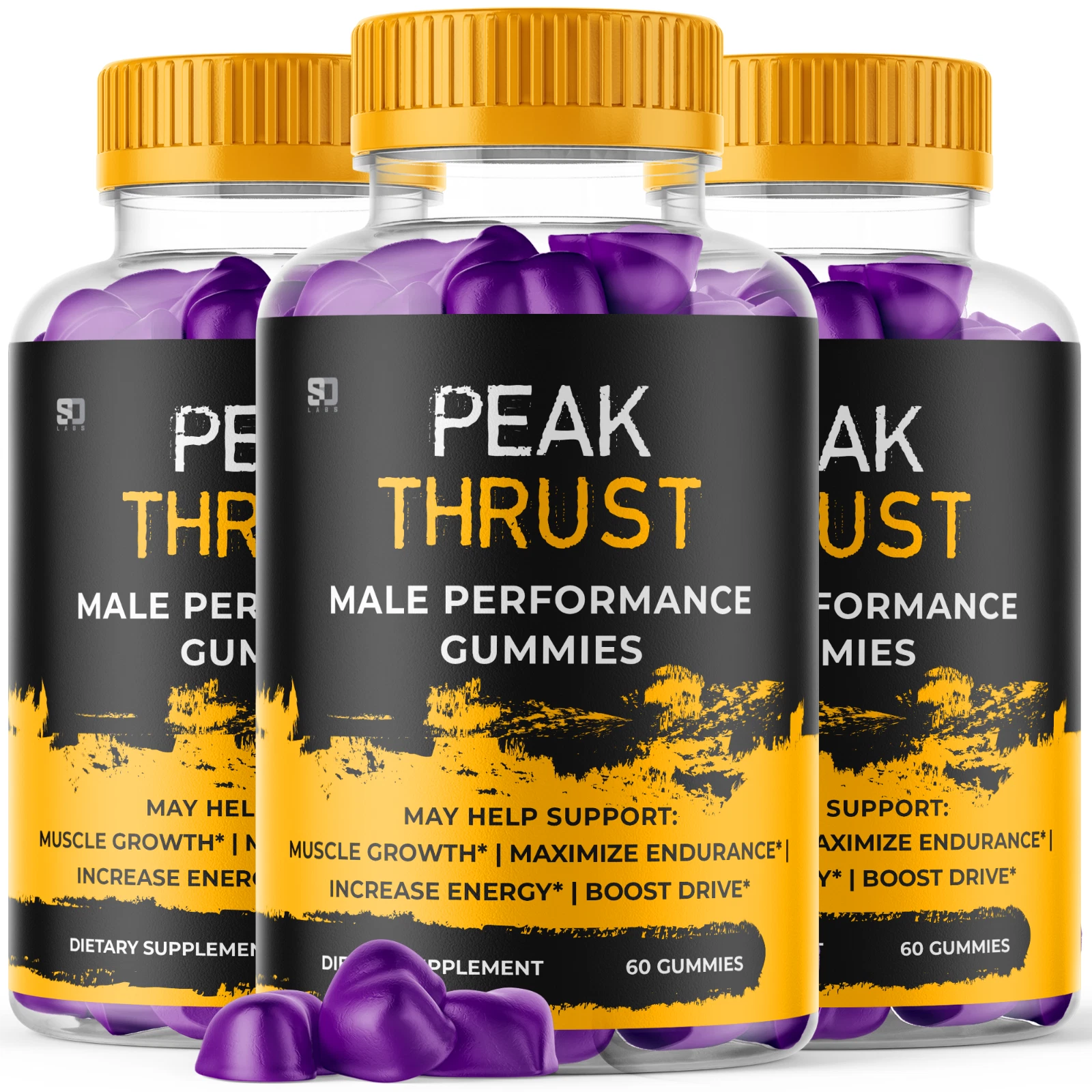 (3 Pack) Peak Thrust Gummies For Men Advanced Max Strength Supplement 180 Gummys