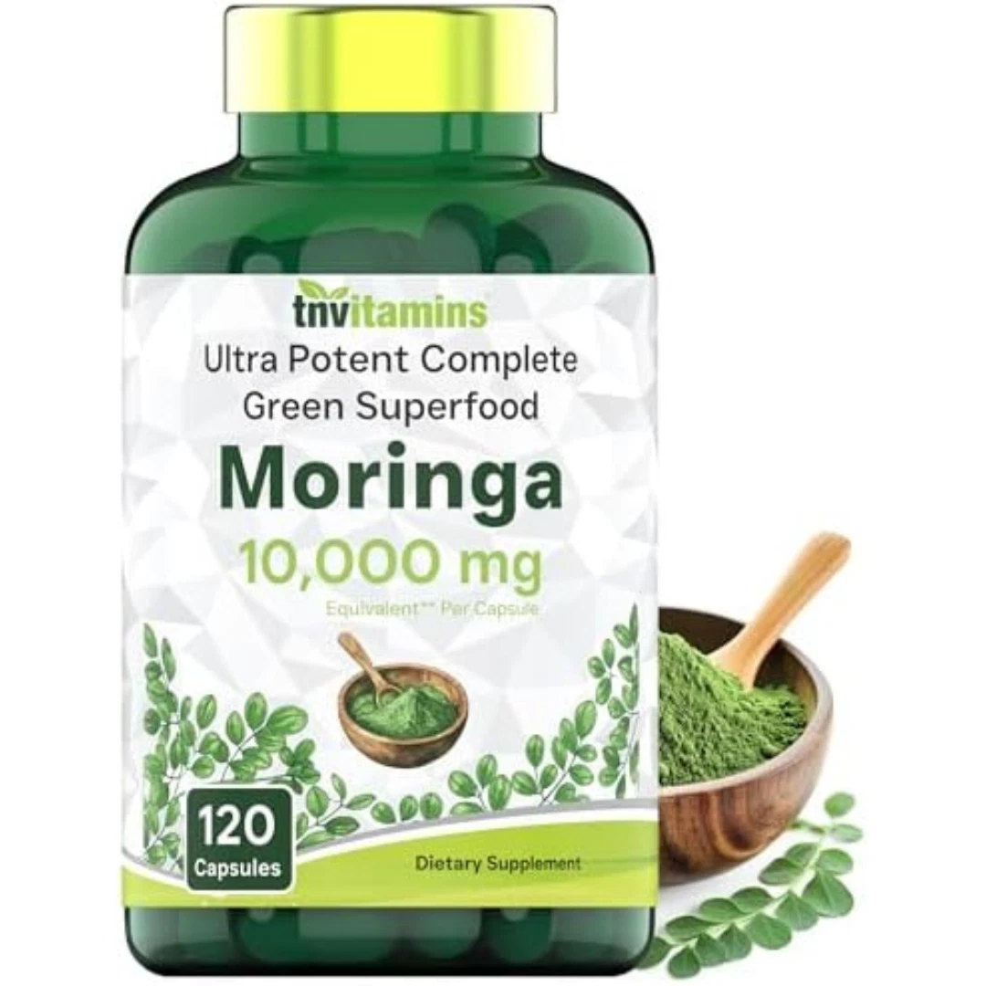 120 Organic Moringa Powder Capsules - 10000mg of Pure Nutrient - USA Stock