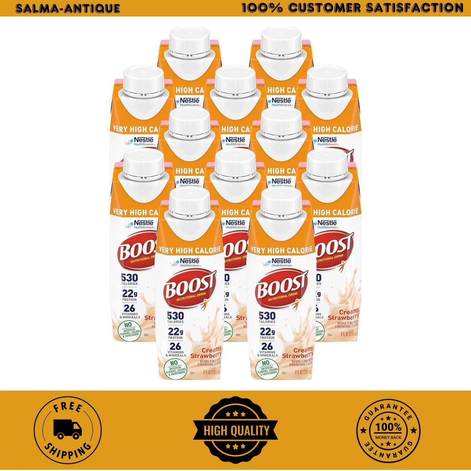 Boost Very High Calorie Nutritional Drink, Creamy Strawberry Made with Natural