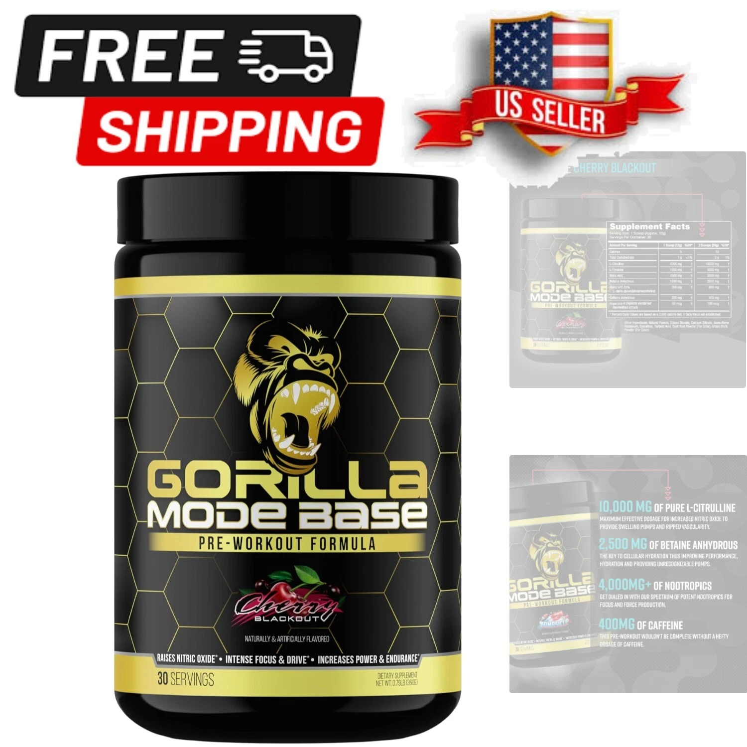 360g Cherry Blackout Pre-Workout with L-Citrulline for Enhanced Energy & Power