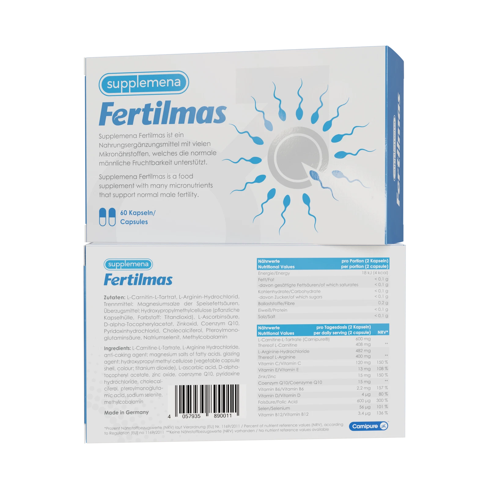 Supplemena Fertilmas Male Fertility Supplement - 2 Month Supply - 2x 60 Capsules