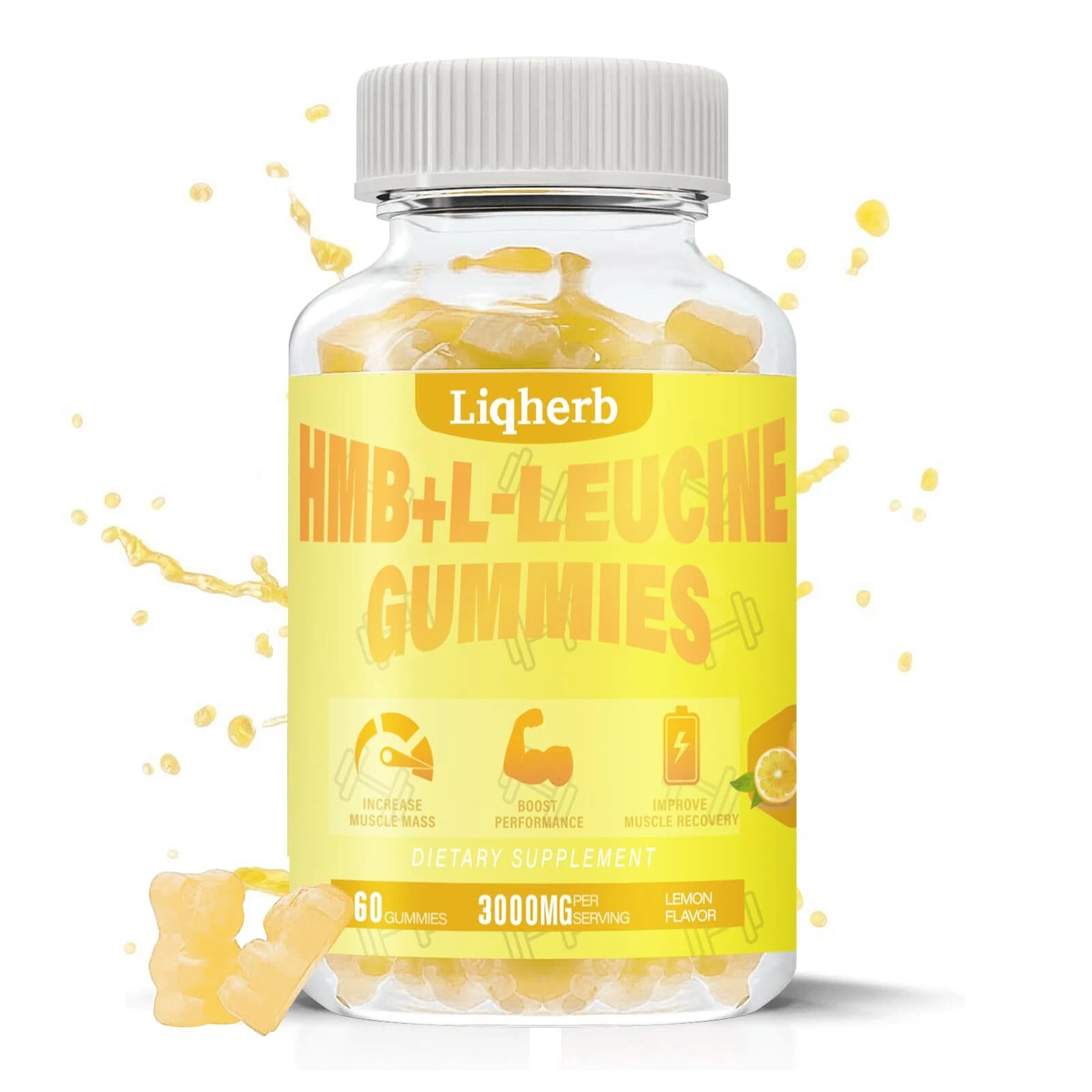Liqherb HMB and Leucine Supplements 3000mg HMB L-Leucine Gummies for Adults M...