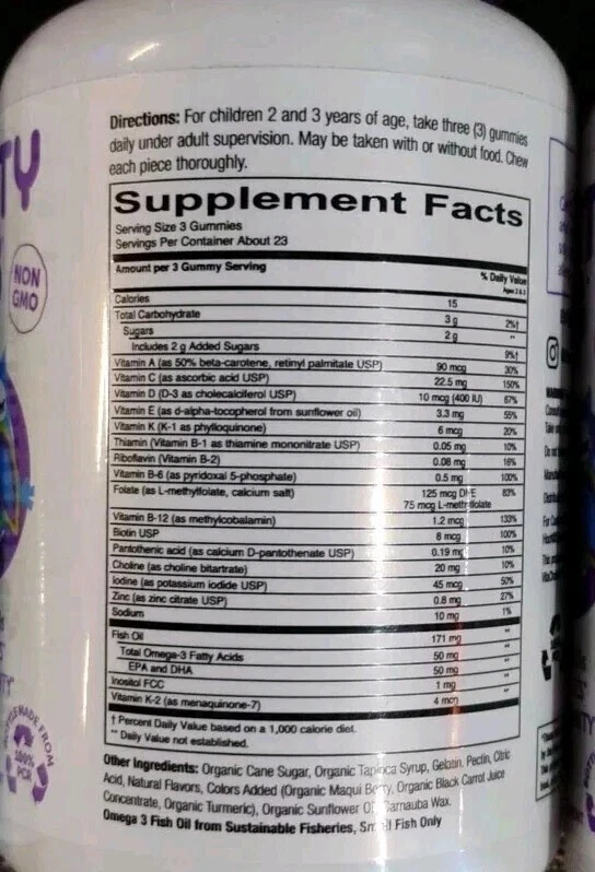 Smarty Pants Toddler Formula B12 Omega 3 Multivitamin 90 Gummies EXP 01/26