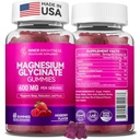 Magnesium Glycinate Gummies 600mg Non-GMO Gluten-Free Magnesium Gummies for A...