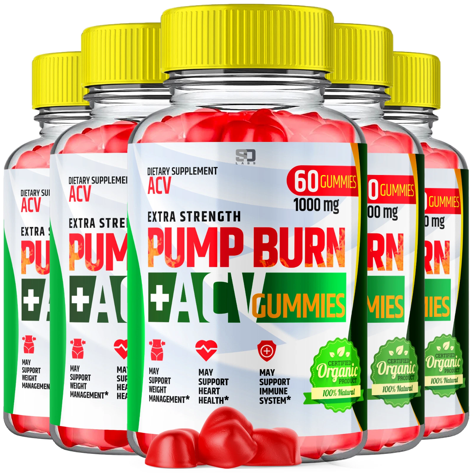 (5 Pack) Pump Burn Keto, Pump Burn Keto ACV Gummies Weight Loss (300 Gummies)