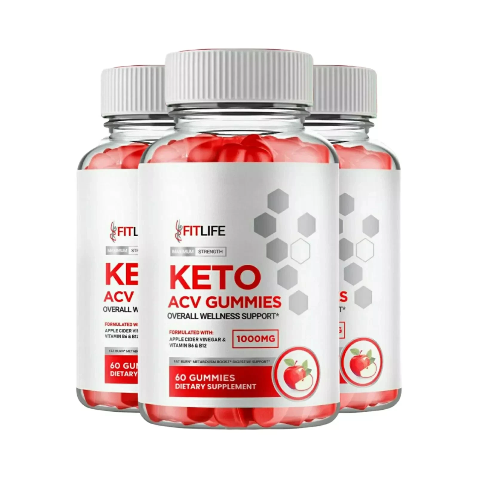 3-Pack FitLife Keto ACV Gummies, Fit Life Weight Loss Supplement - 180 Gummies