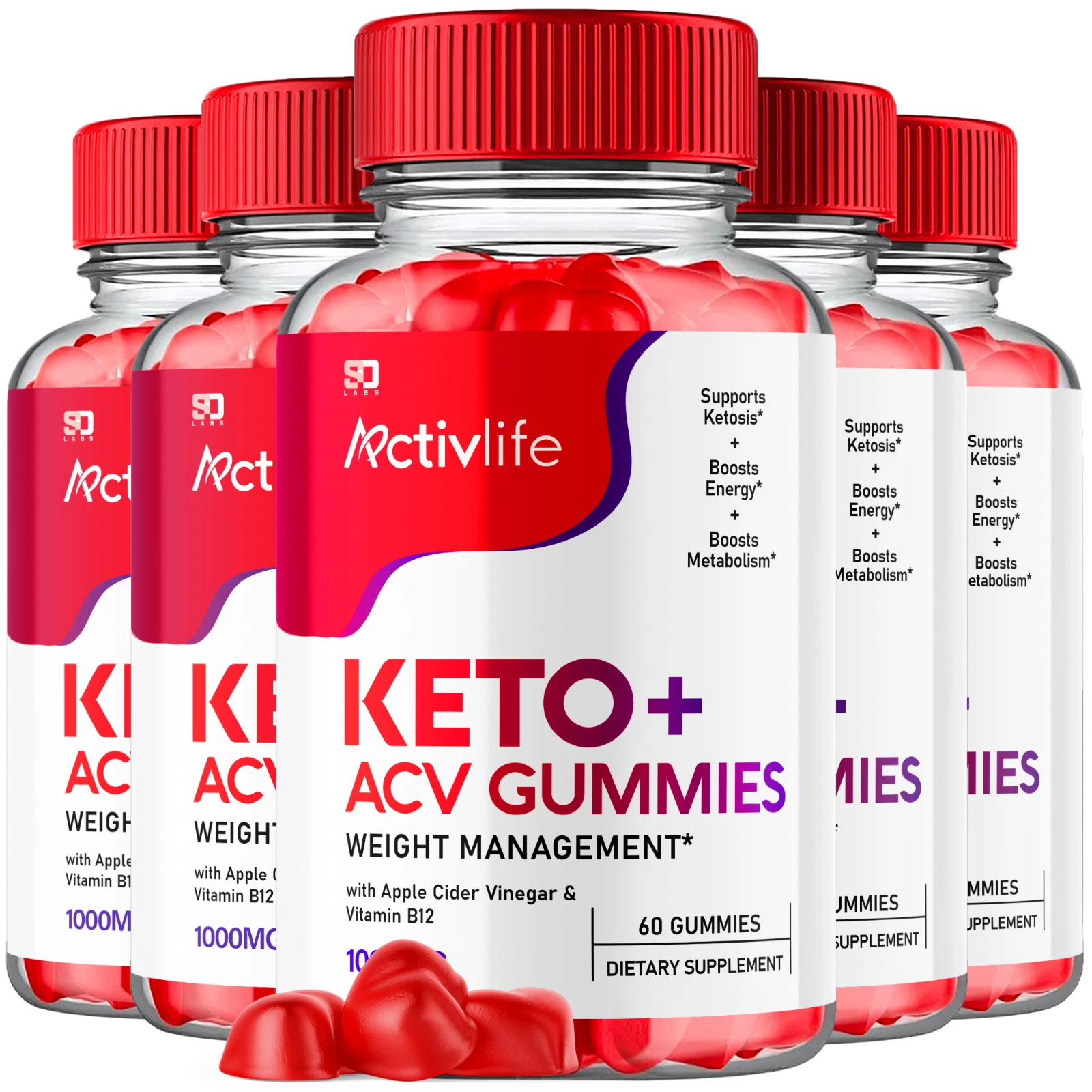 (5 Pack) Activlife Keto Gummies, Activlife ACV Gummies Weight Loss (300 Gummies)