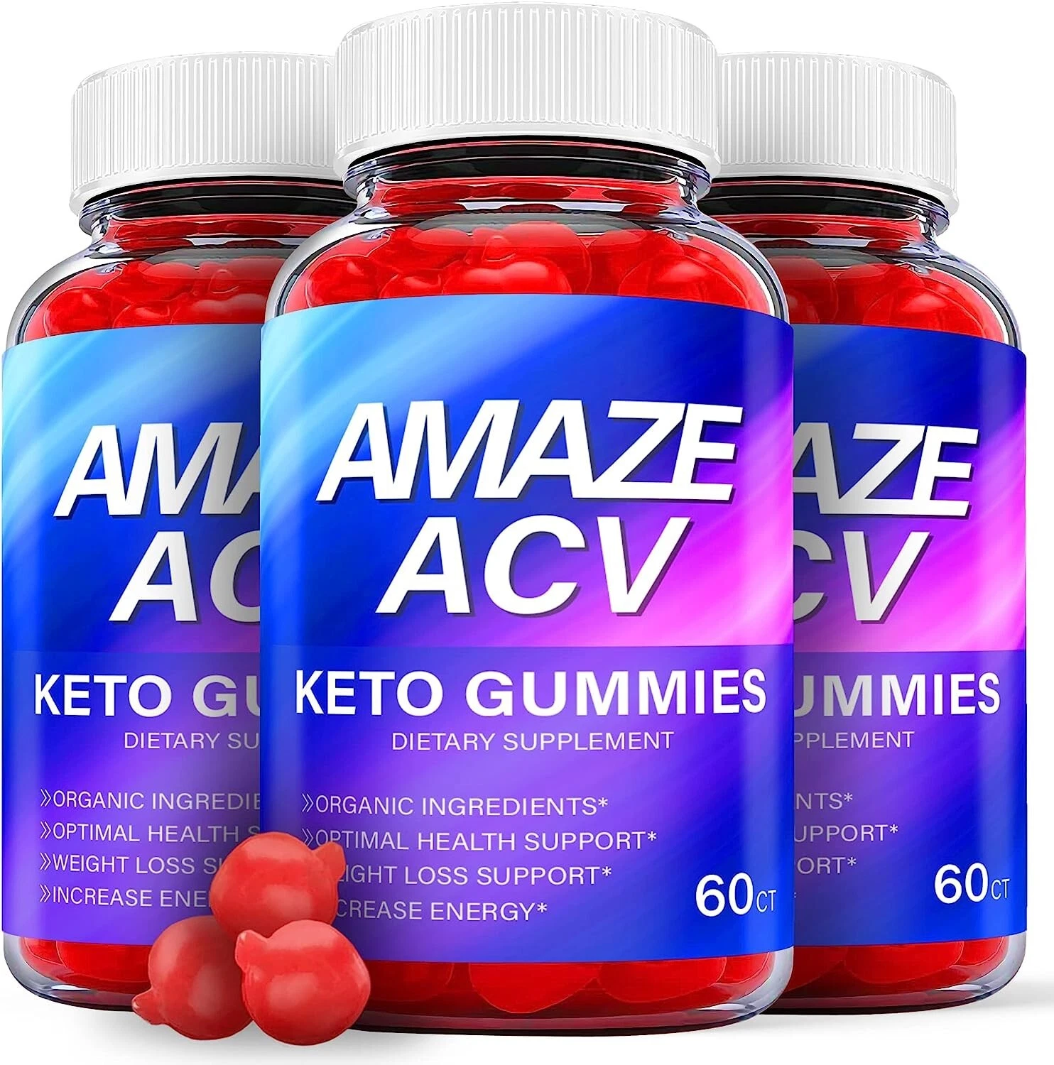 3 Pack - Amaze ACV Keto Gummies - Vegan, Weight Loss Supplement - 180 Gummies