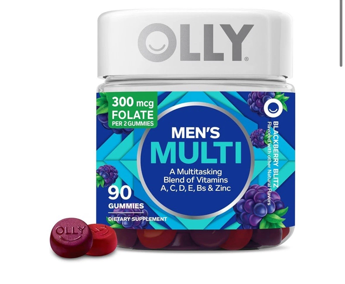 OLLY Men's Multivitamin Gummy, Vitamins A, C, D, E, B, 90 Count (Pack of 1)
