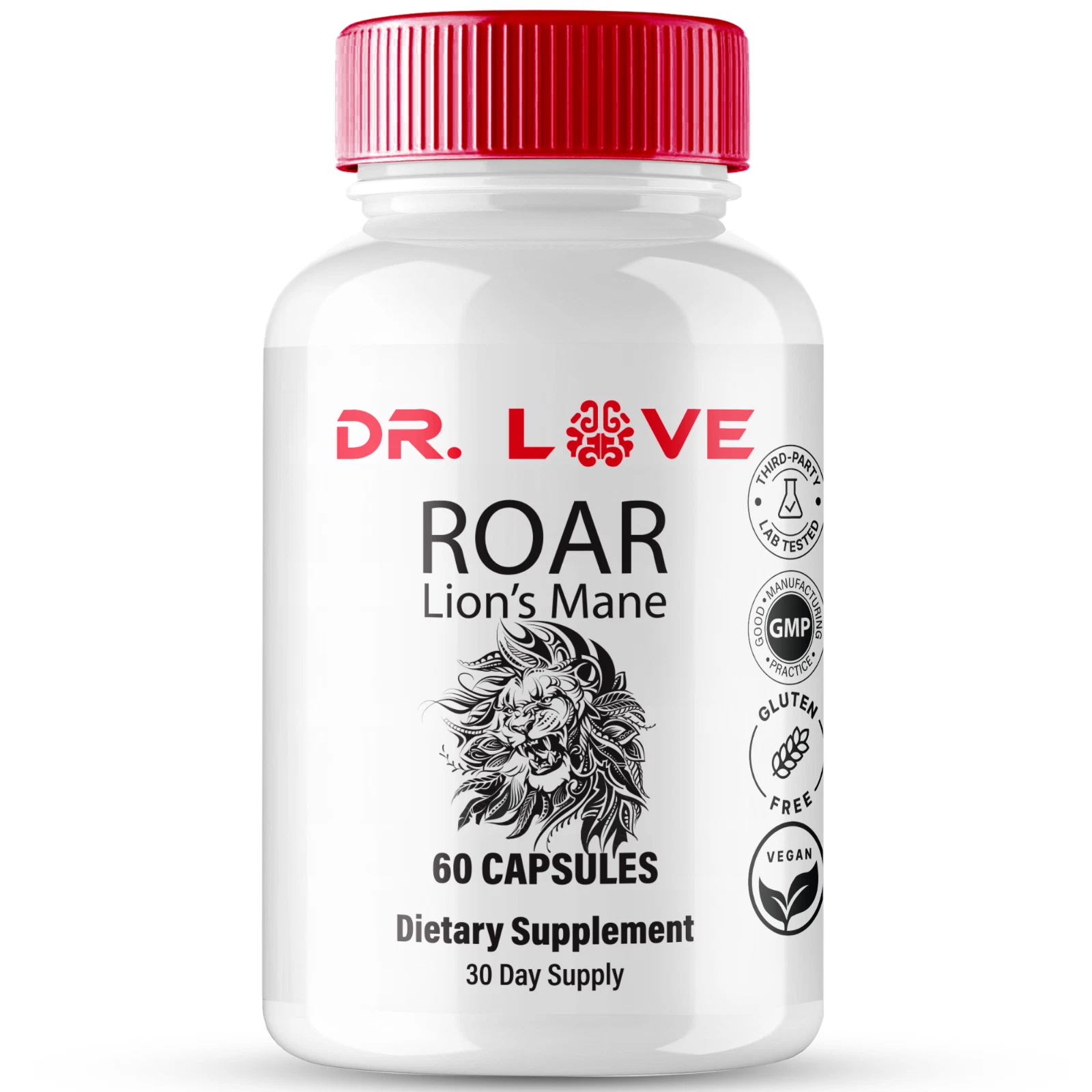 Dr. Love Roar Lion’s Mane Male Capsules for Men Energy & Vitality Pills 60ct
