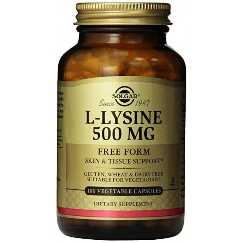 Solgar L-Lysine Vegetable Capsules, 500 mg, 100 Count