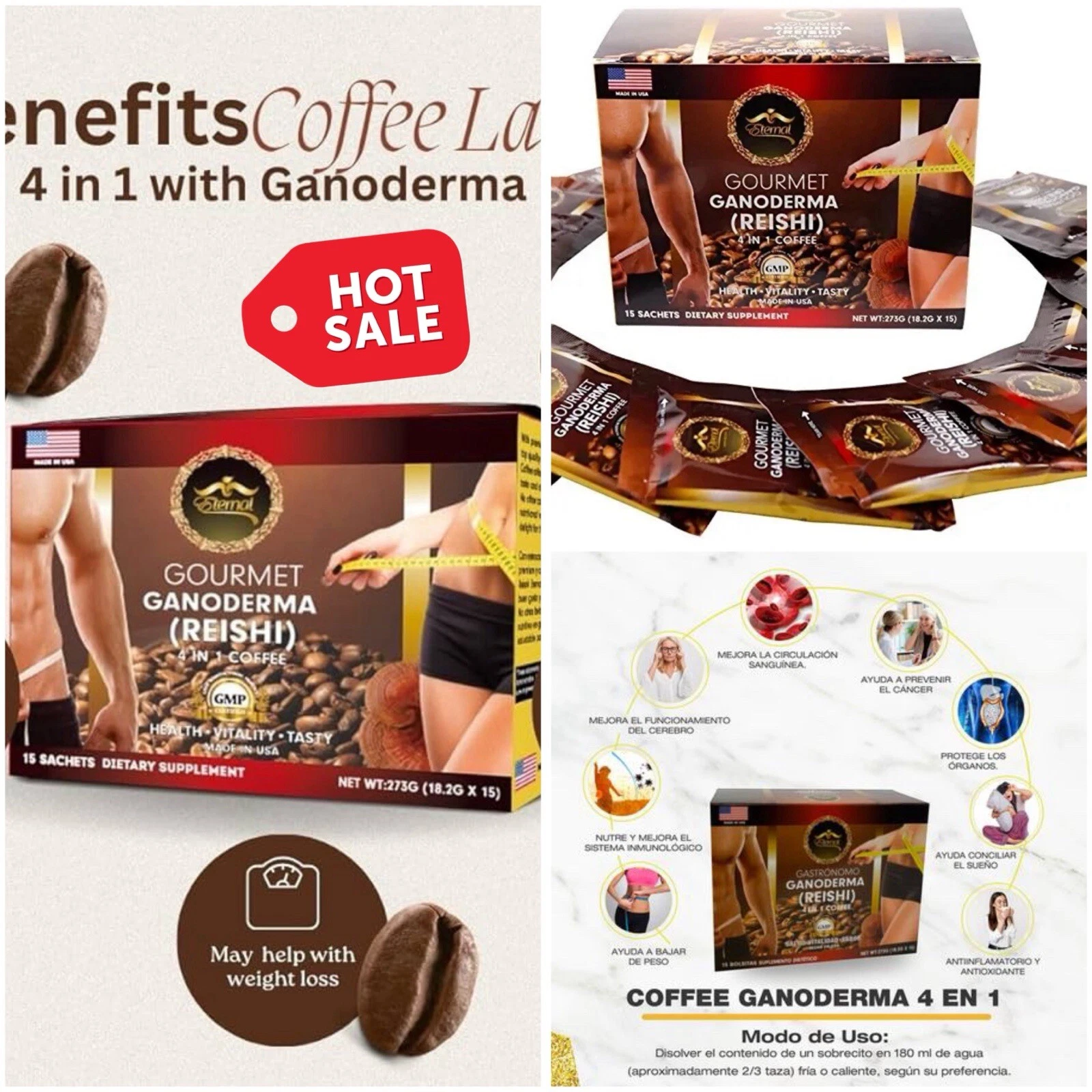 COLUMBIAN COFFEE Cafe con Ganoderma Reishi Eternal Spirit Beauty 4 En 1