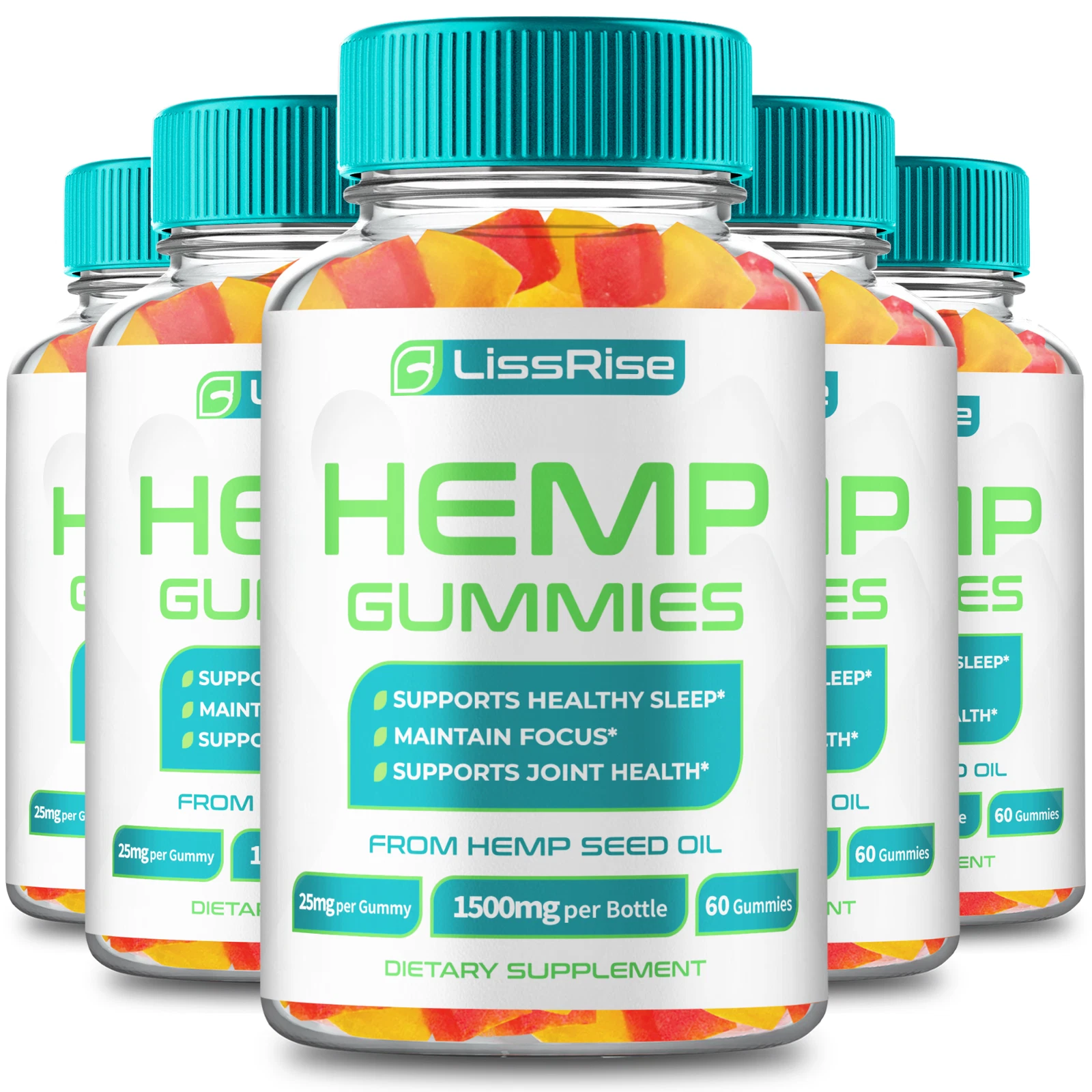 (5 Pack) BlissRise Gummies, All Natural Health & Overall Wellness, (300 Gummies)