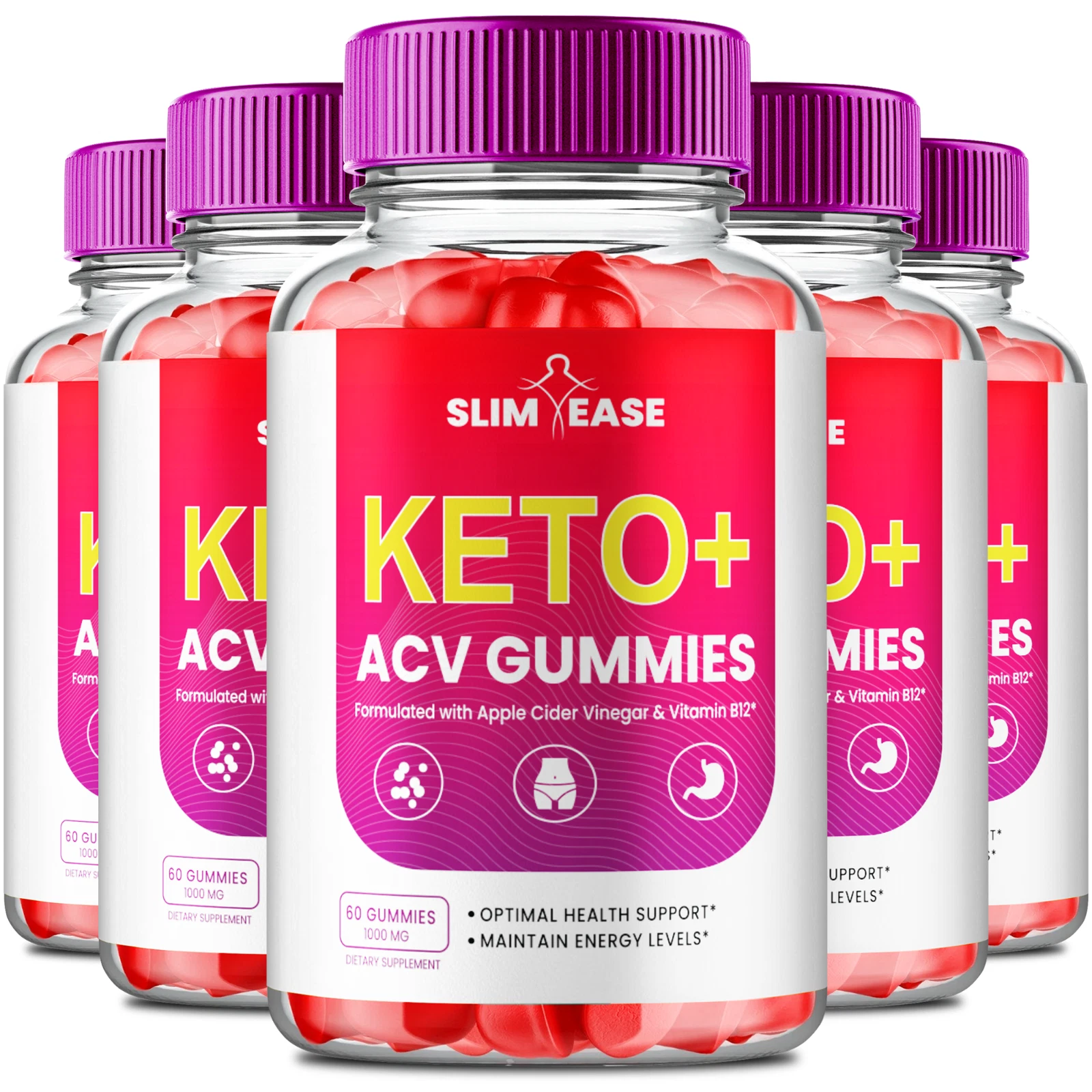 (5 Pack) Slim Ease ACV Gummies, Keto ACV for Weight Loss Gummy (300 Gummies)