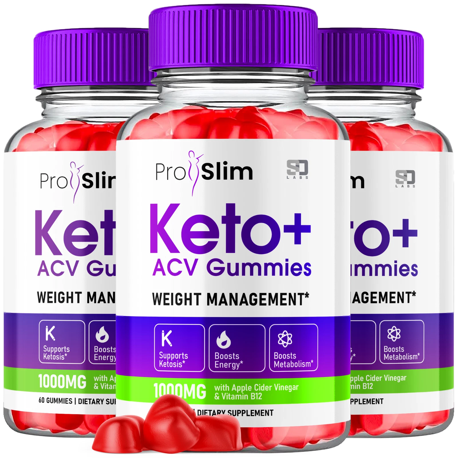 (3 Pack) Proslim Keto ACV, Pro Slim Keto Gummies Weight Loss (180 Gummies)