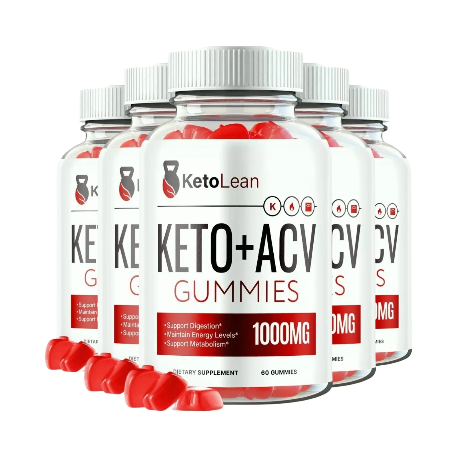 5-Pack Keto Lean ACV Gummies, KetoLean Gummies for Weight Loss (300 Gummies)